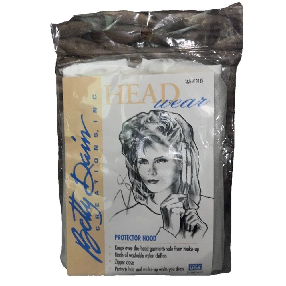 Vintage Betty Dain Makeup Protector Hood Nylon Chiffon Hair Cover Zipper 138 EX